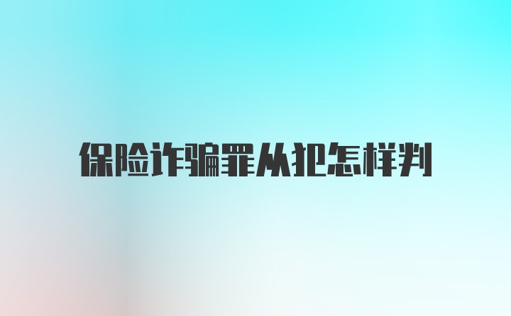 保险诈骗罪从犯怎样判