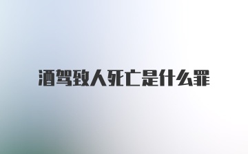 酒驾致人死亡是什么罪