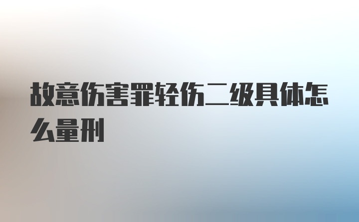 故意伤害罪轻伤二级具体怎么量刑