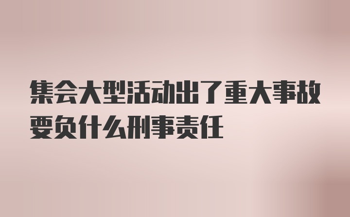 集会大型活动出了重大事故要负什么刑事责任