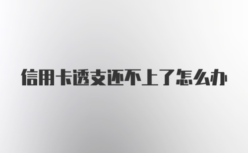 信用卡透支还不上了怎么办