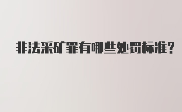 非法采矿罪有哪些处罚标准？