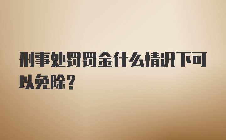 刑事处罚罚金什么情况下可以免除？