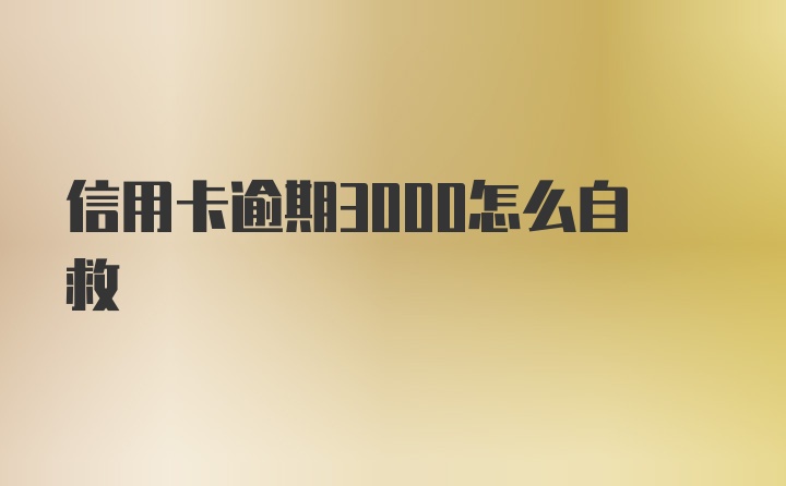 信用卡逾期3000怎么自救