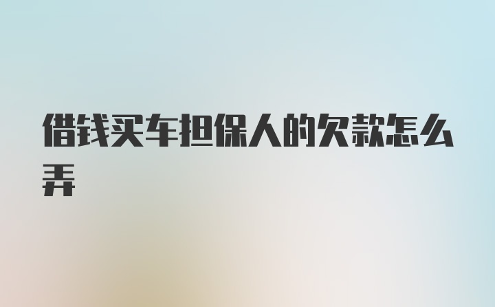 借钱买车担保人的欠款怎么弄