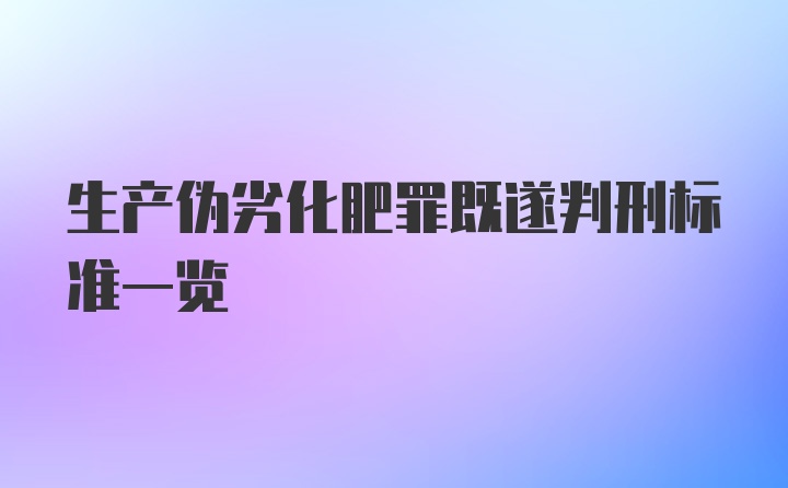 生产伪劣化肥罪既遂判刑标准一览