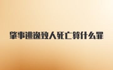 肇事逃逸致人死亡算什么罪