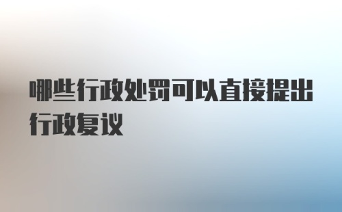 哪些行政处罚可以直接提出行政复议