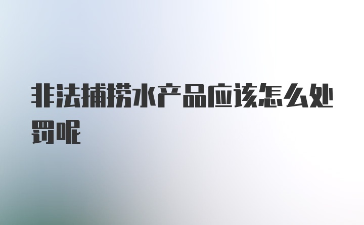 非法捕捞水产品应该怎么处罚呢