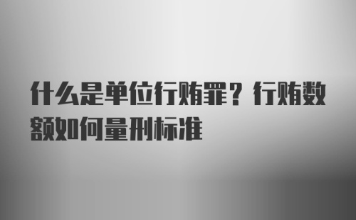 什么是单位行贿罪？行贿数额如何量刑标准