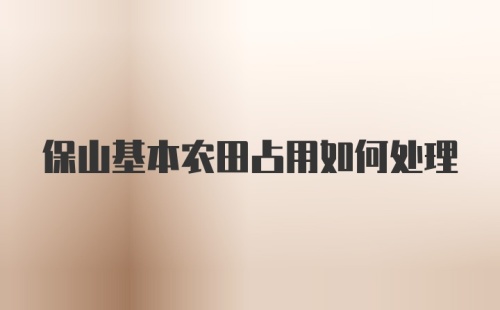 保山基本农田占用如何处理