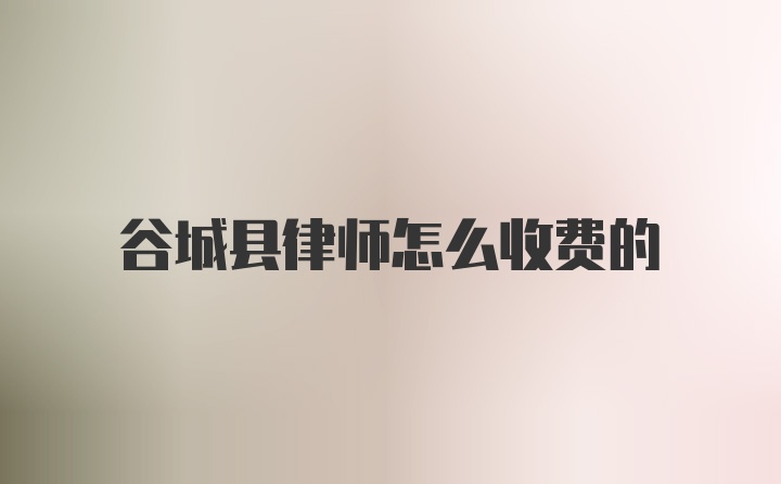 谷城县律师怎么收费的