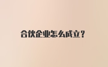 合伙企业怎么成立？