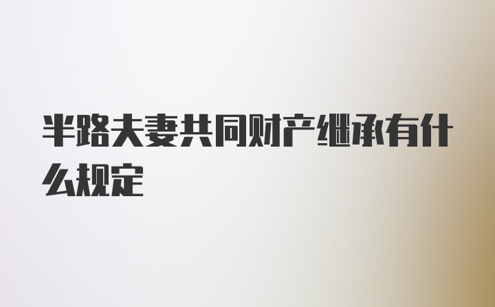 半路夫妻共同财产继承有什么规定