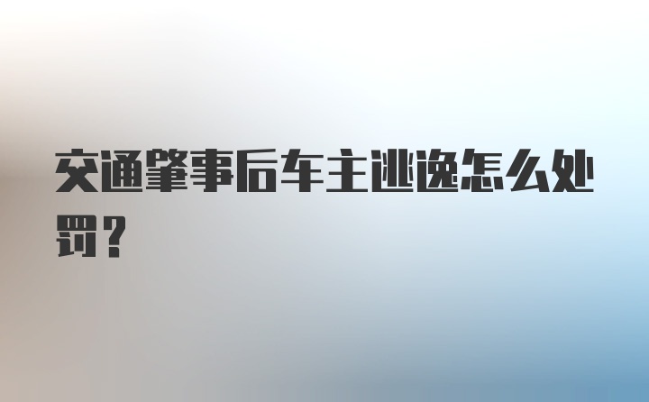 交通肇事后车主逃逸怎么处罚？