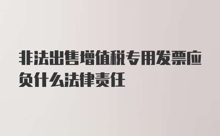 非法出售增值税专用发票应负什么法律责任