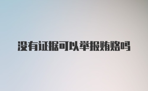 没有证据可以举报贿赂吗