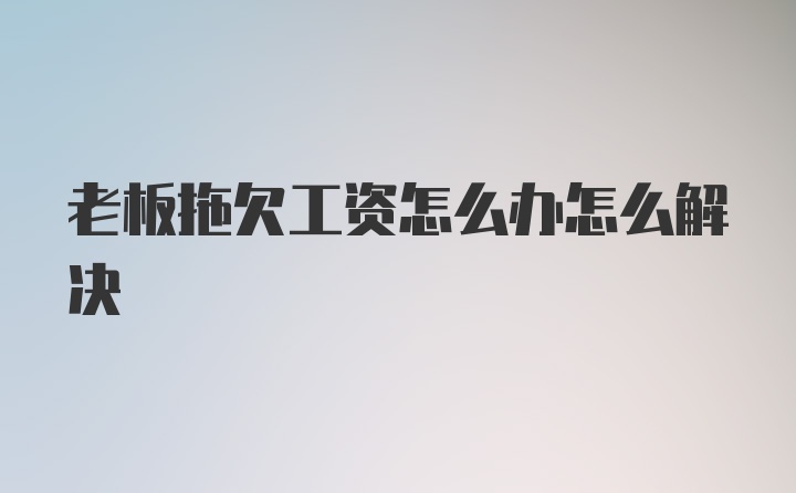 老板拖欠工资怎么办怎么解决