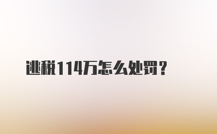 逃税114万怎么处罚？