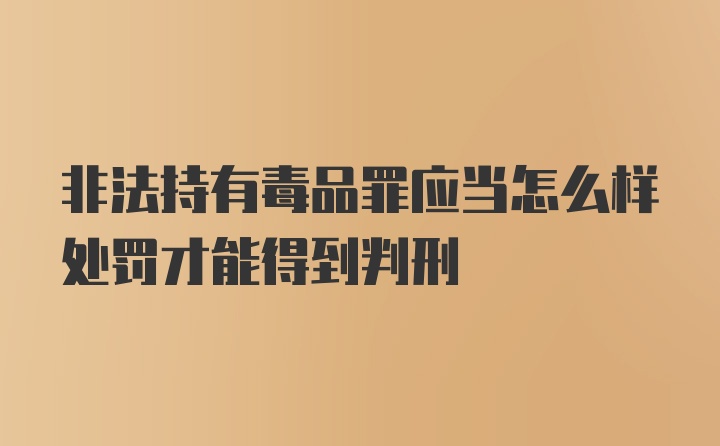 非法持有毒品罪应当怎么样处罚才能得到判刑