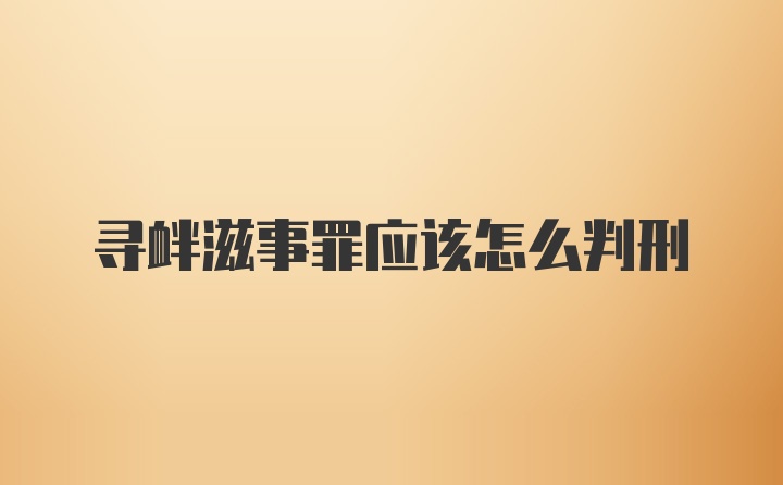 寻衅滋事罪应该怎么判刑