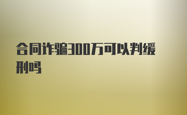 合同诈骗300万可以判缓刑吗