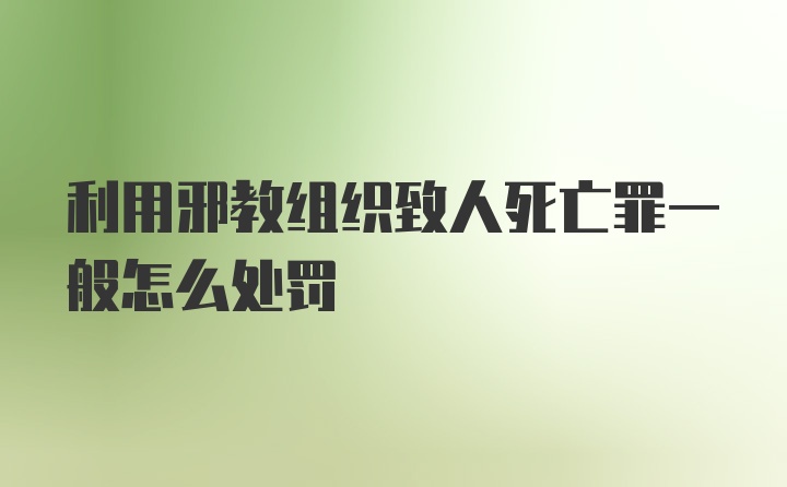 利用邪教组织致人死亡罪一般怎么处罚