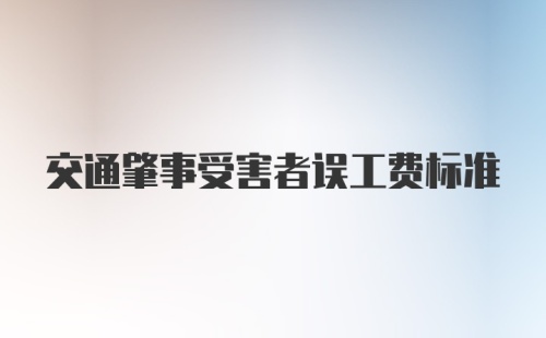 交通肇事受害者误工费标准