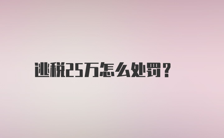 逃税25万怎么处罚？