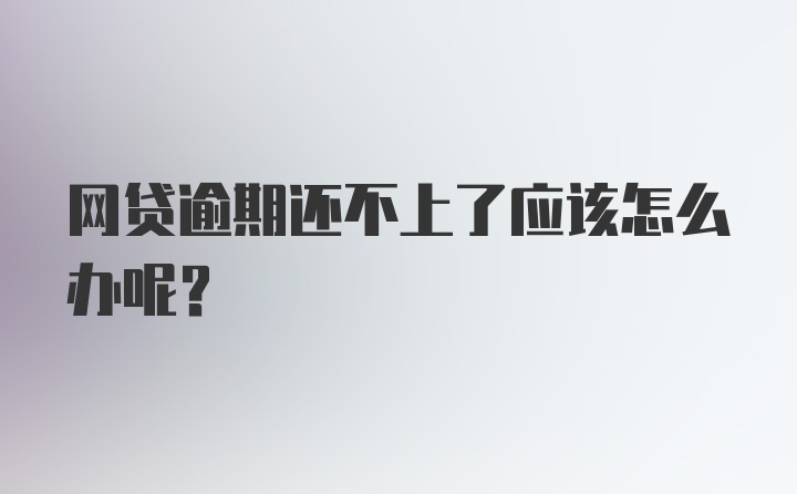 网贷逾期还不上了应该怎么办呢？