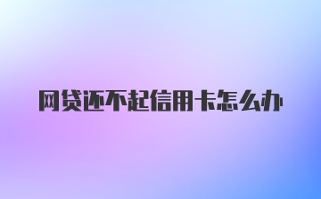 网贷还不起信用卡怎么办