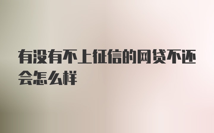 有没有不上征信的网贷不还会怎么样