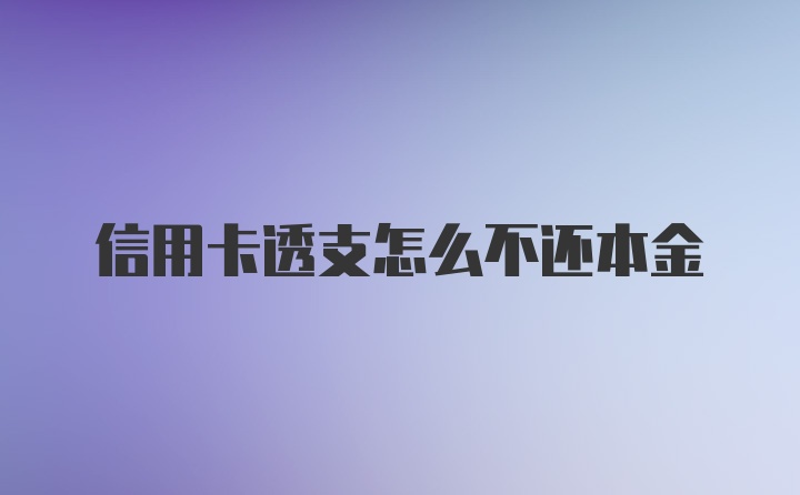 信用卡透支怎么不还本金