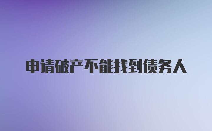 申请破产不能找到债务人