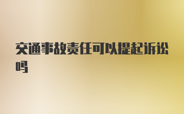 交通事故责任可以提起诉讼吗