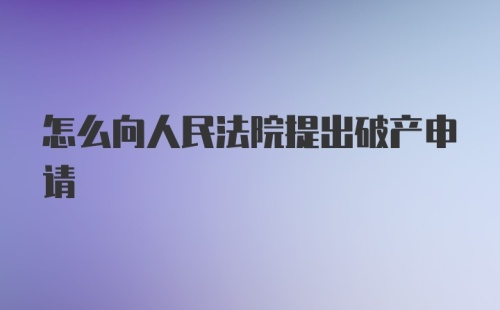 怎么向人民法院提出破产申请