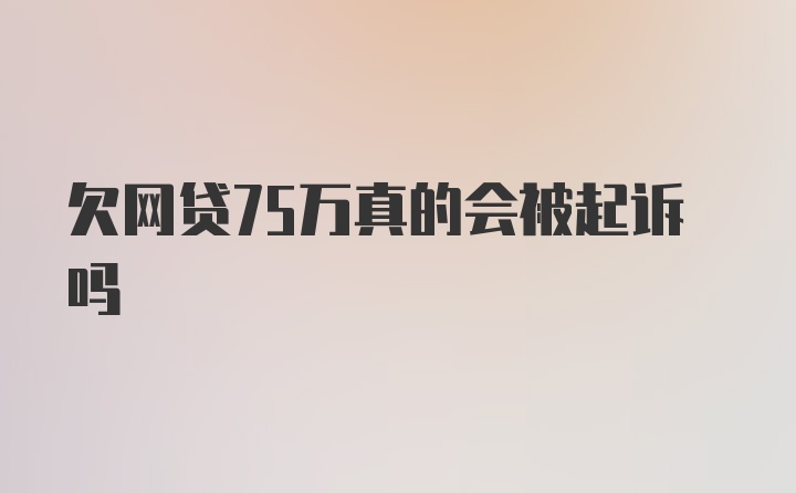 欠网贷75万真的会被起诉吗