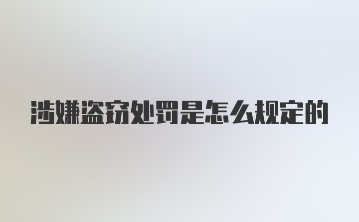 涉嫌盗窃处罚是怎么规定的