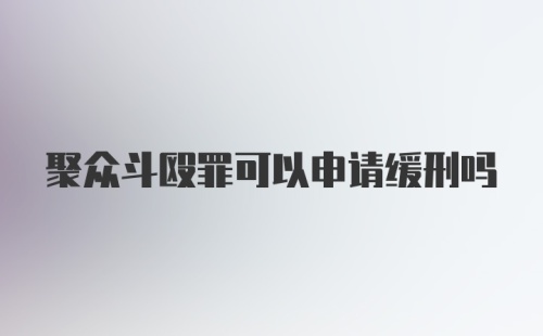 聚众斗殴罪可以申请缓刑吗