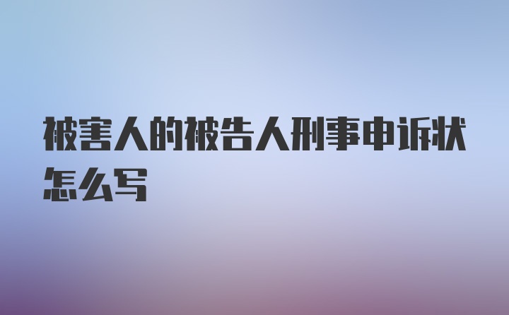 被害人的被告人刑事申诉状怎么写