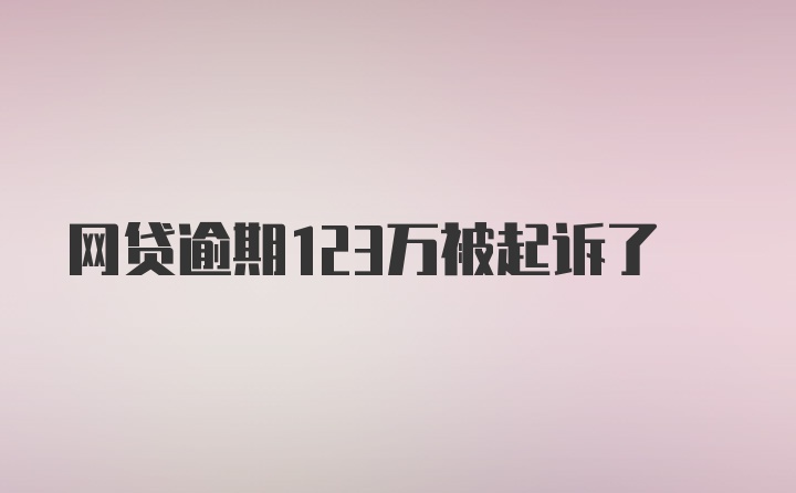 网贷逾期123万被起诉了