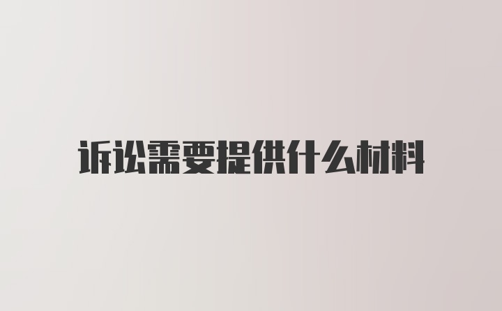 诉讼需要提供什么材料