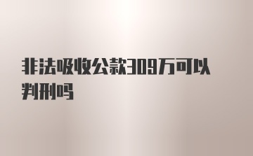 非法吸收公款309万可以判刑吗