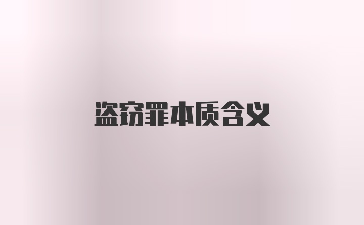 盗窃罪本质含义