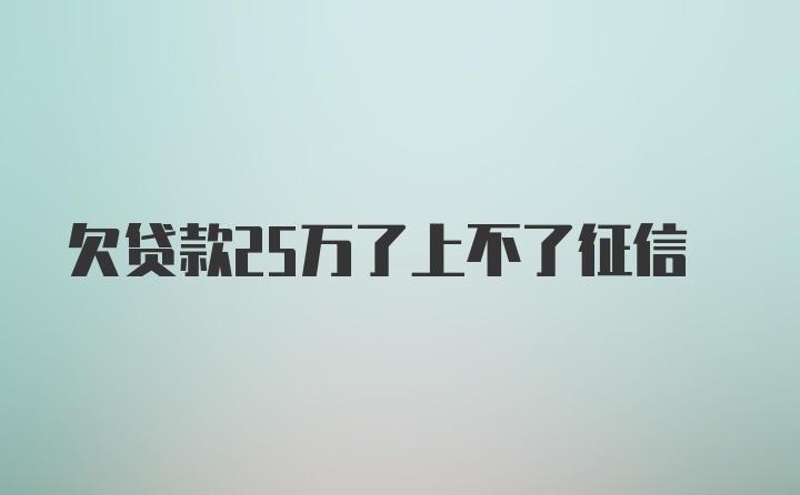 欠贷款25万了上不了征信