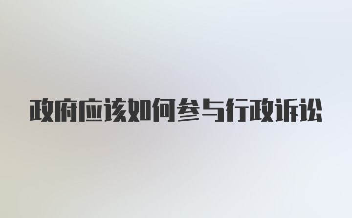 政府应该如何参与行政诉讼