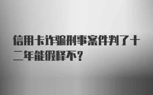 信用卡诈骗刑事案件判了十二年能假释不?