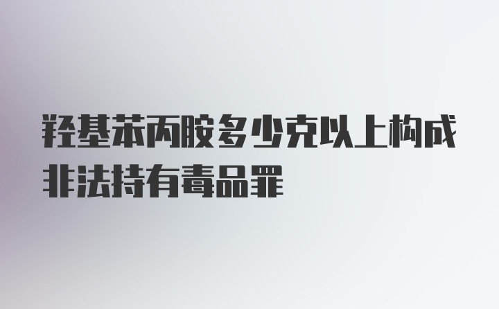 羟基苯丙胺多少克以上构成非法持有毒品罪