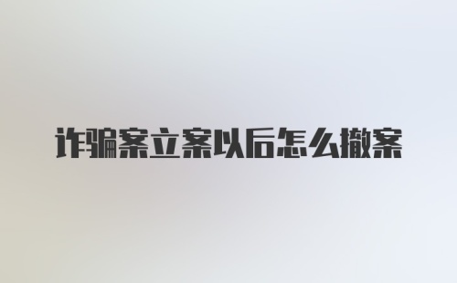 诈骗案立案以后怎么撤案