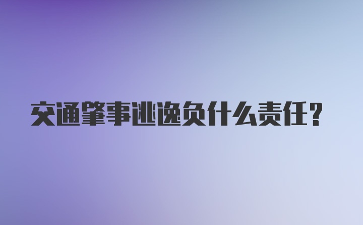 交通肇事逃逸负什么责任？